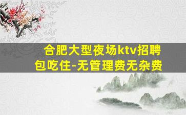 合肥大型夜场ktv招聘包吃住-无管理费无杂费